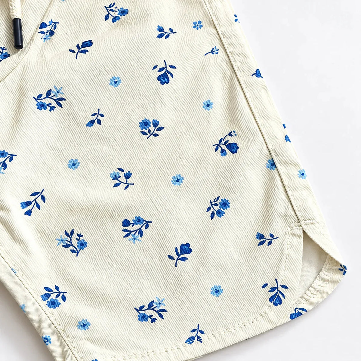 Blue Flower White Cotton Shorts For Boys & Girls