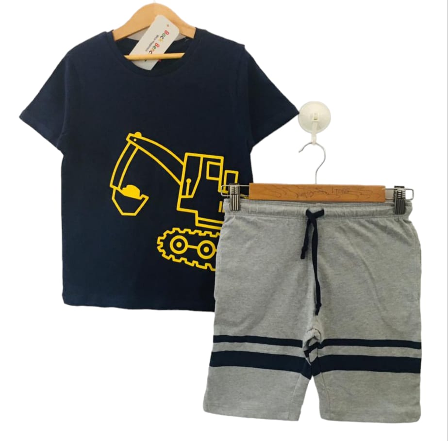 Crain Print Navy Blue Nicker Suit Boys ( R-168 )