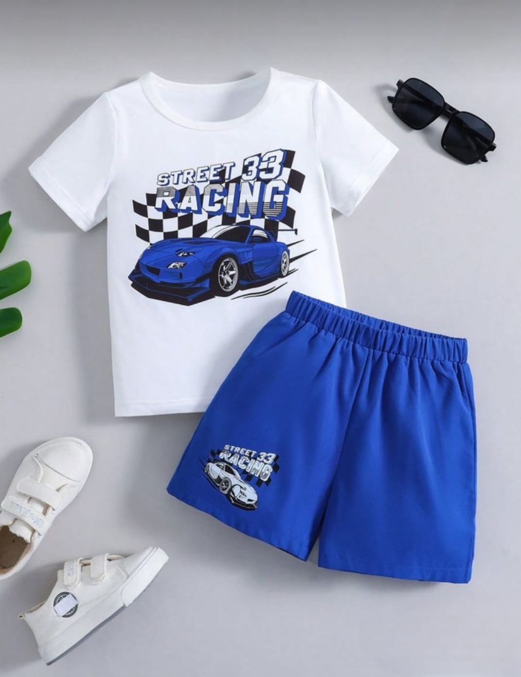 Street Racing White Nicker Suit Boys ( R-332 )