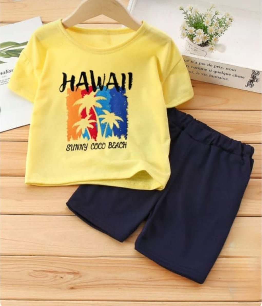 Hawaii  Half Sleeve Yellow Nicker Suit Boys ( R-75 )