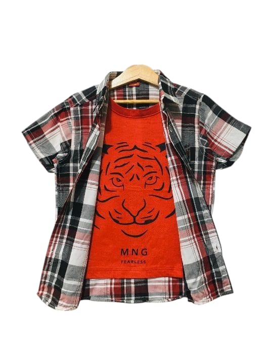 MNG Red Inner Red Black Red Casual Double Casual