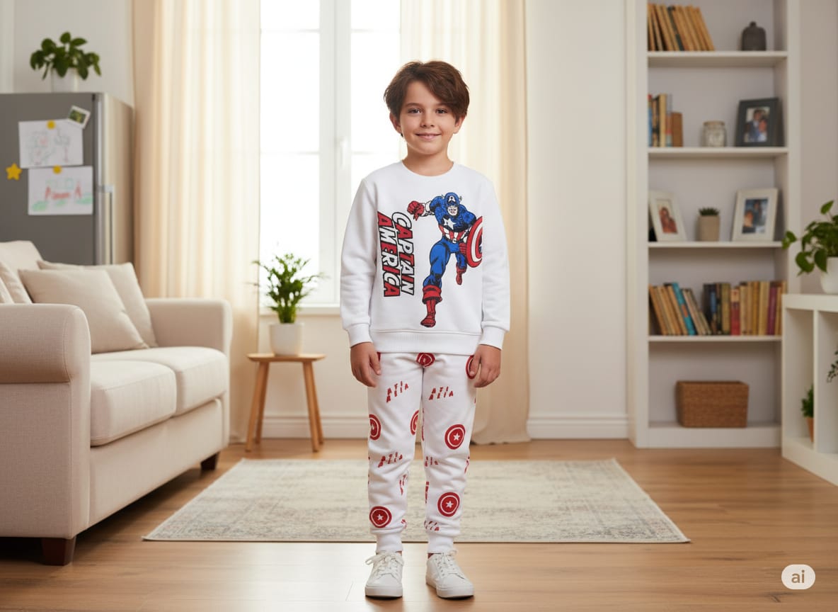 Captain America White Track-Suit Boys ( R-339N )