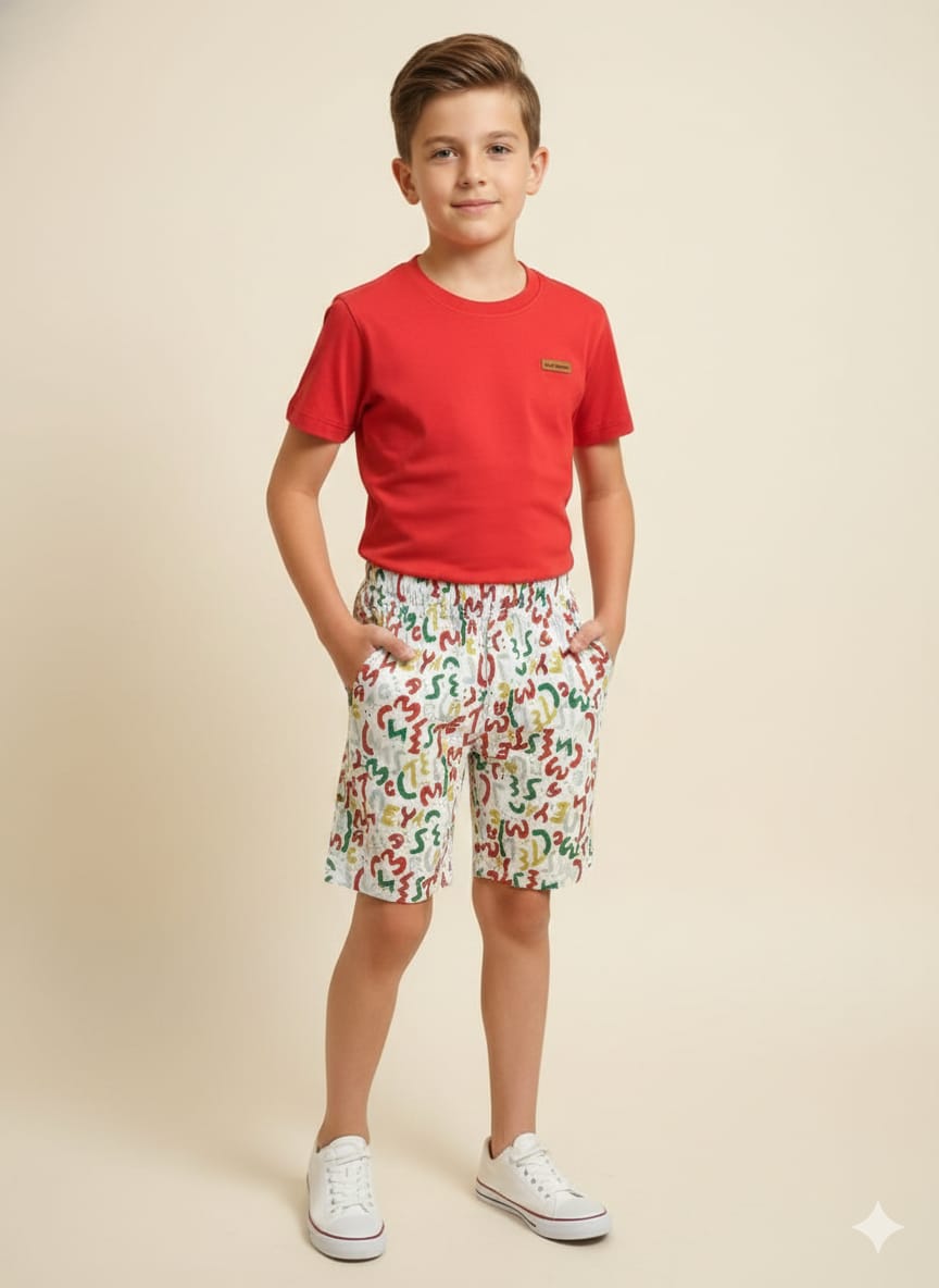 Simple Red Cotton Nicker Suit Boys ( R-299N )