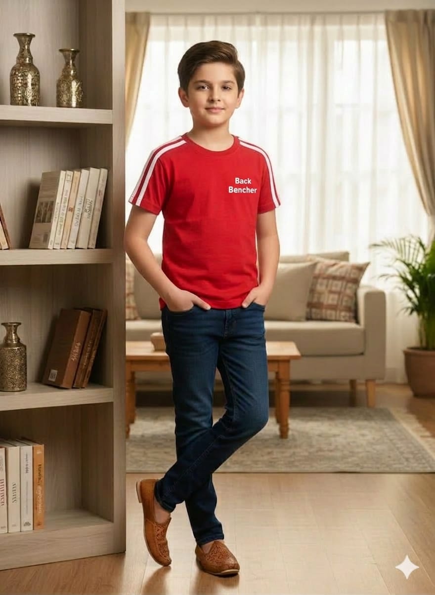 BB Logo Arms Pati Red T-Shirt Boys ( R-442N )