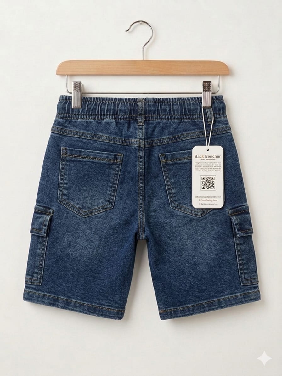 6 Pocket Dark Blue Denim Shorts Boys