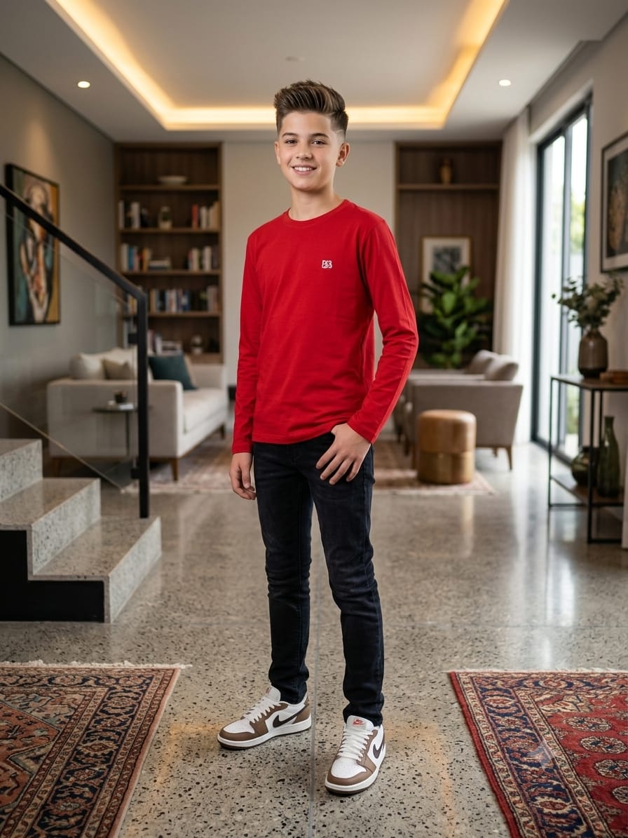 Back Bencher Logo Full Sleeve Red T-Shirt Boys ( R-500,493 N )
