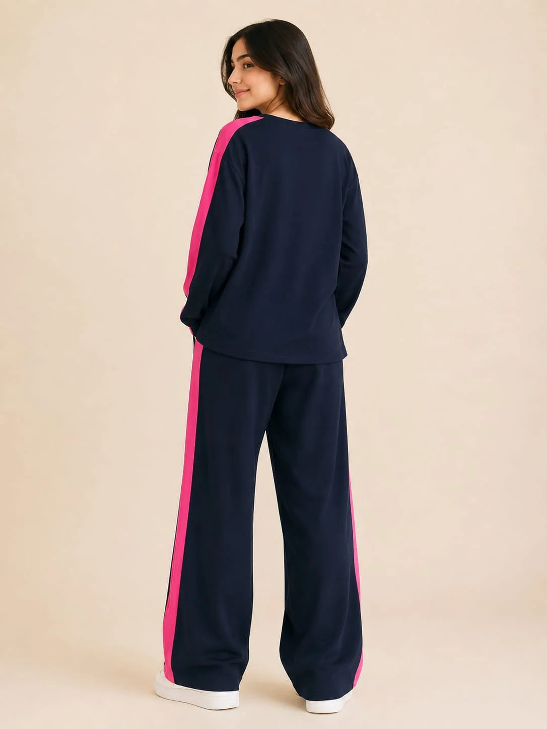 Heart With Bow Navy Baggy Track Suit For Women's