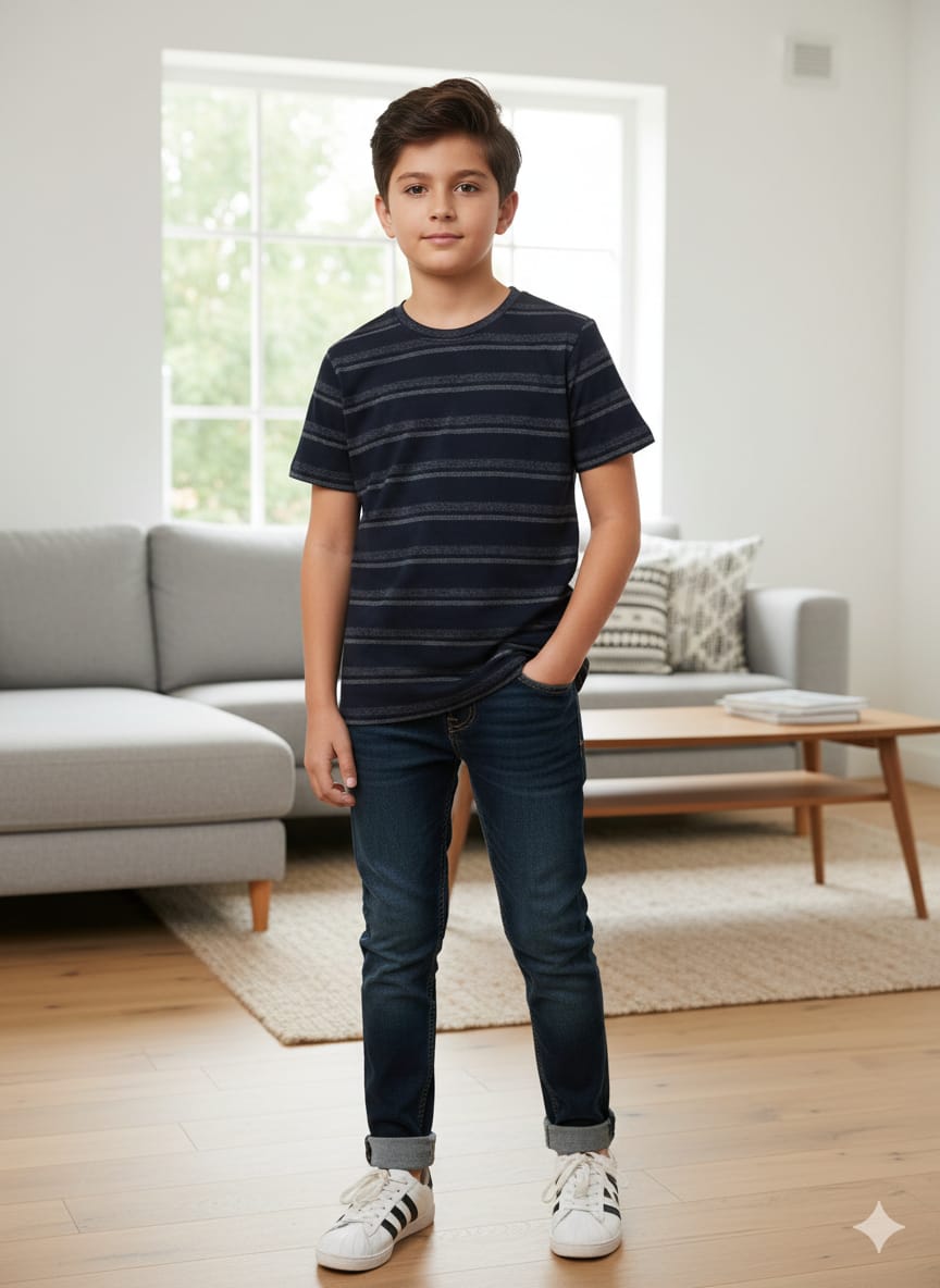 White Shade Navy T-Shirt Boys( R-1 ) N