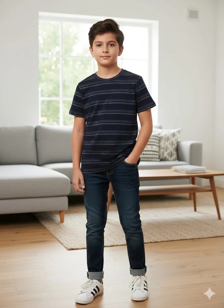White Shade Navy T-Shirt Boys( R-57 ) N