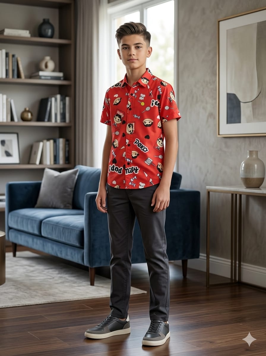 Milky Pop Orange Casual Shirt Boys(R-362N)
