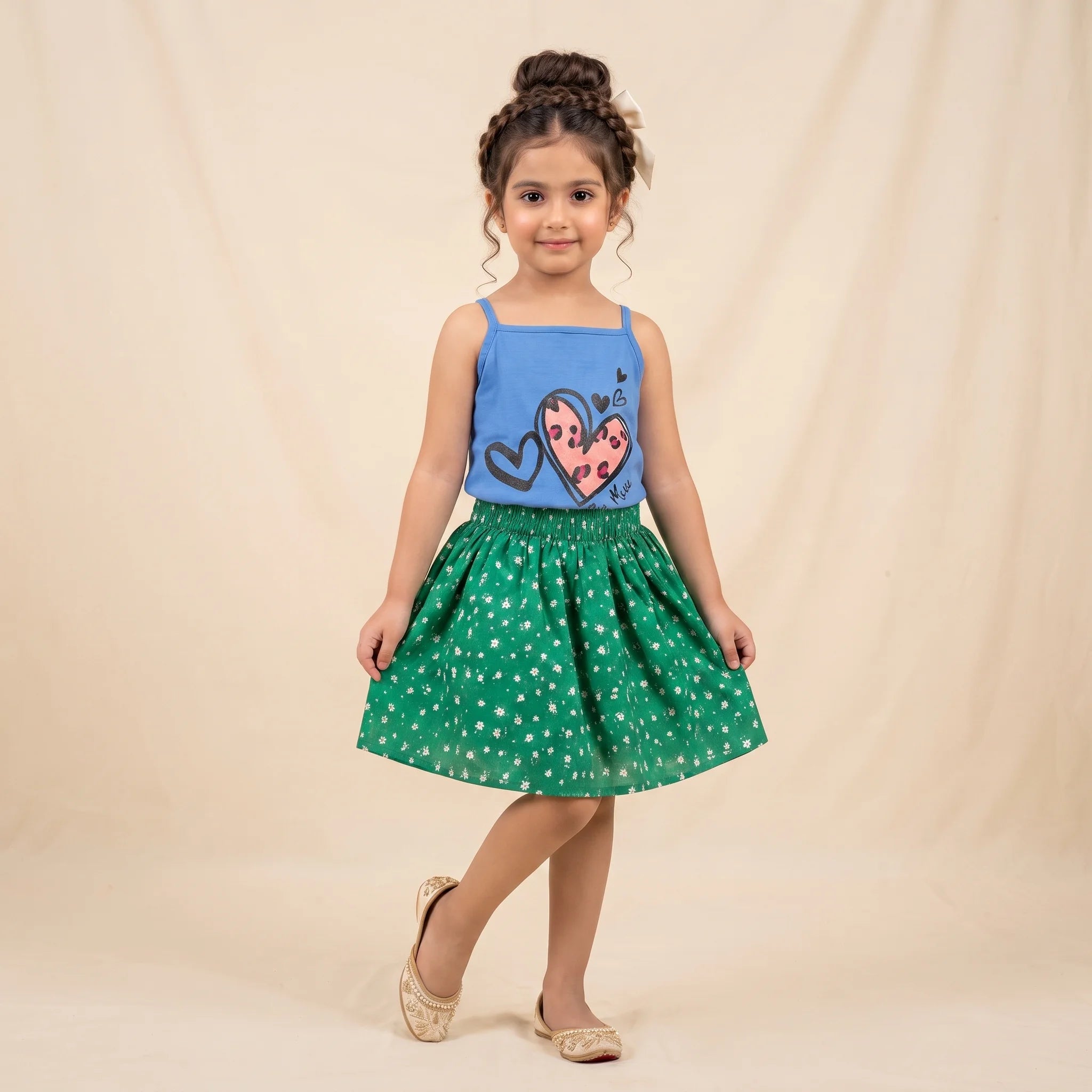 Two Heart Sky Skirt Suit Girls ( R- 217 )