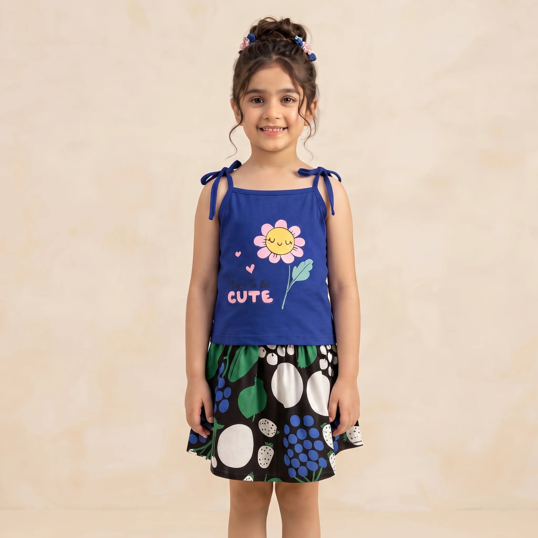 Cute Born Royal Blue Skirt Suit Girls ( R-217 )