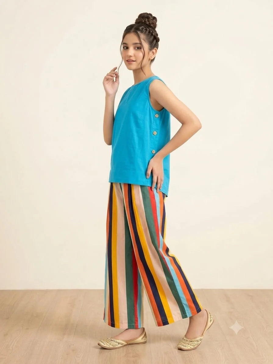 Simple Sleeveless Sky Suit Girls ( R-58 )
