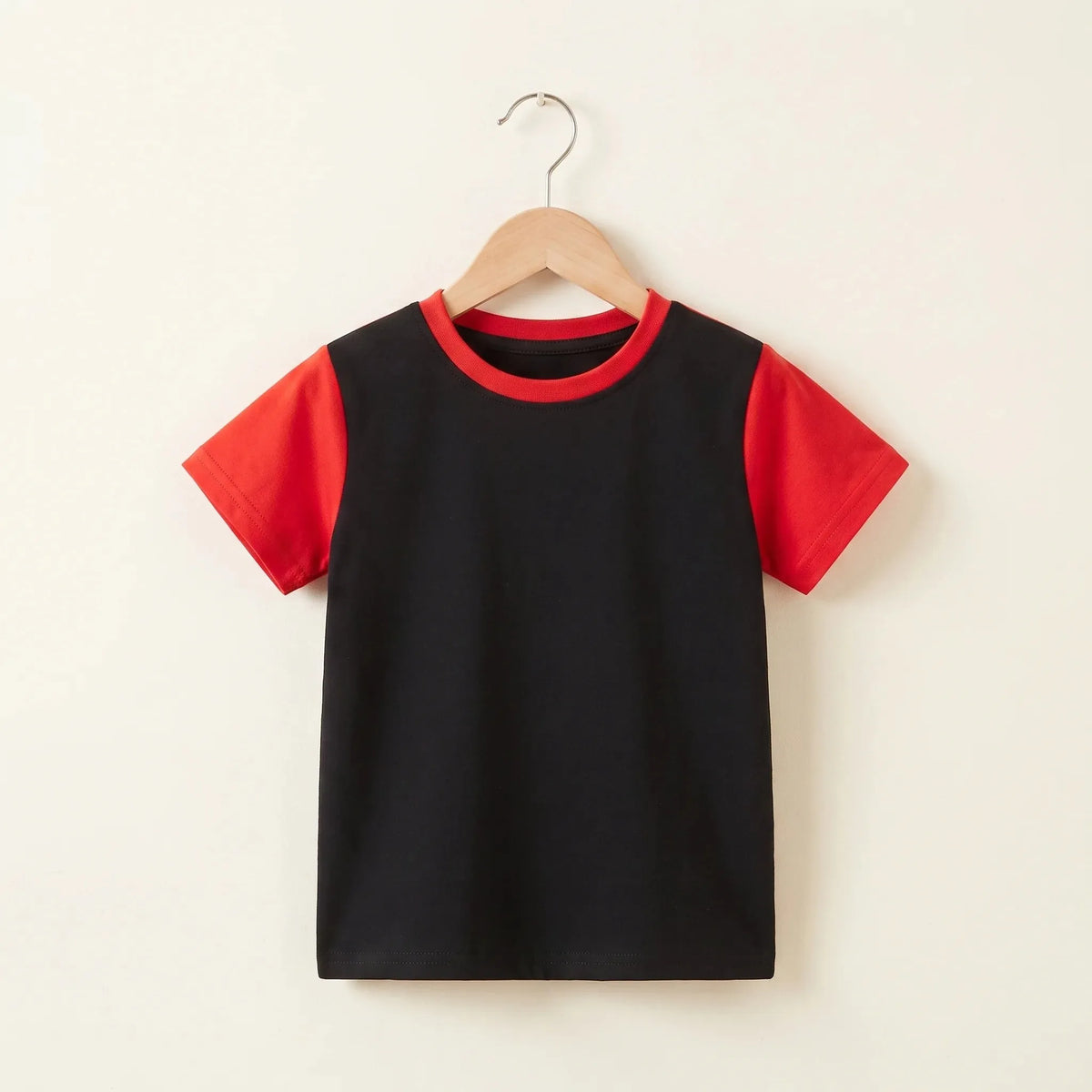 Red White Panel Black T-Shirt Boys