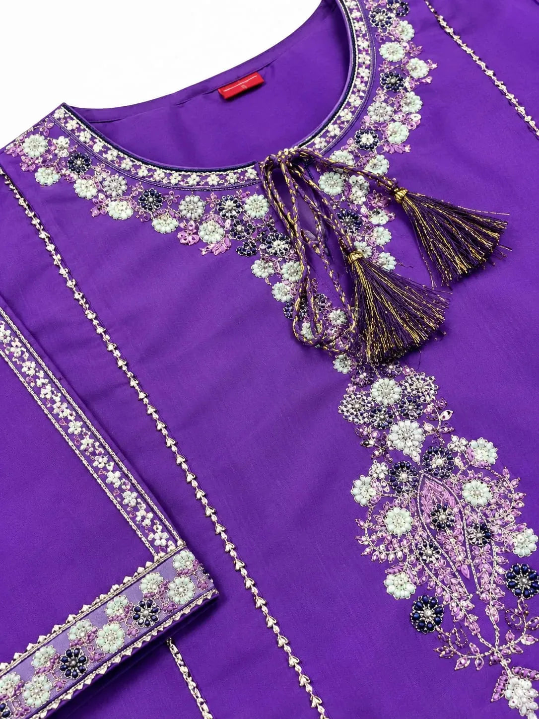 Front Embroidery Purple 2-Piece Suit For Women ( R-195 N )