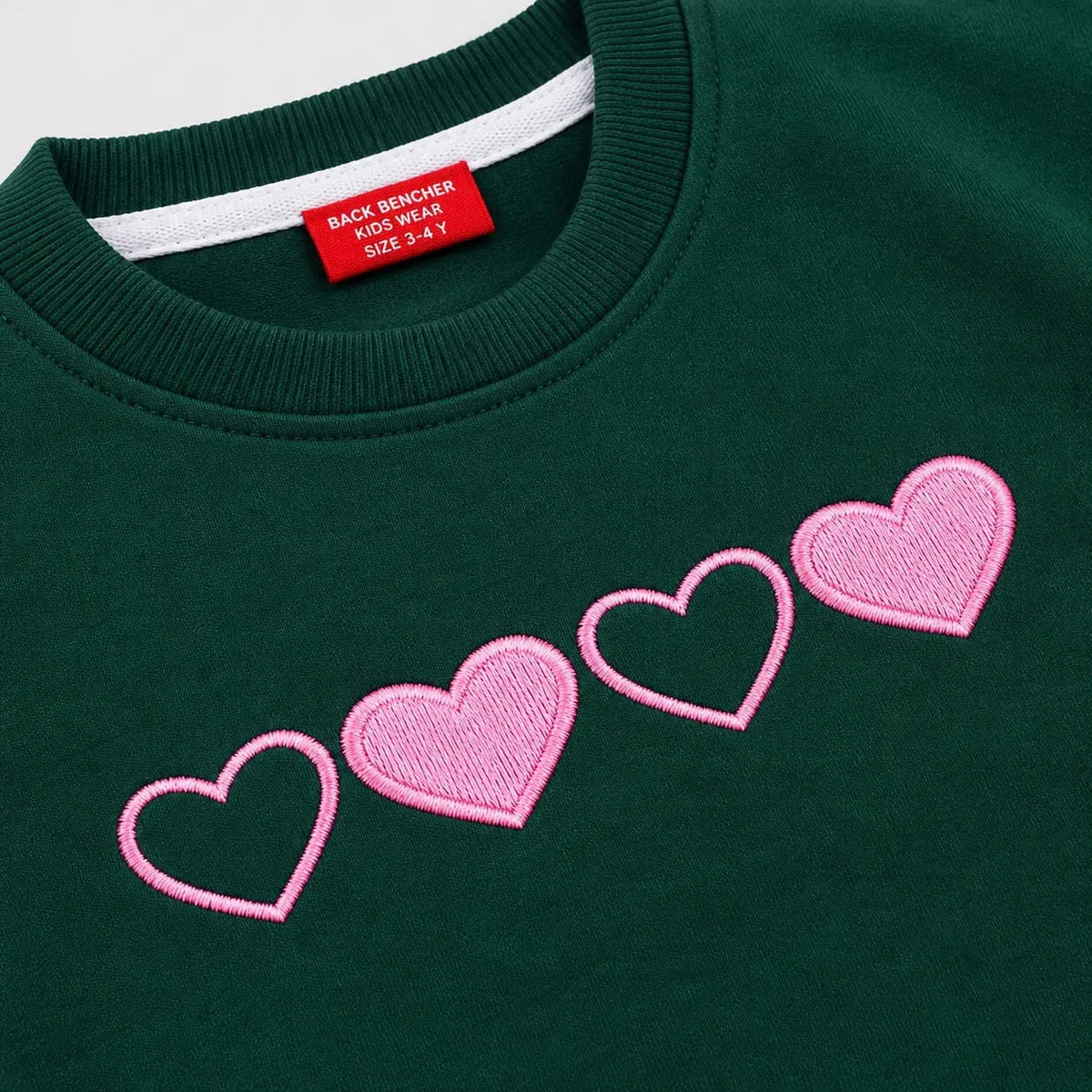 Heart Embroidery Green Baggy Track-Suit For Girls R-45