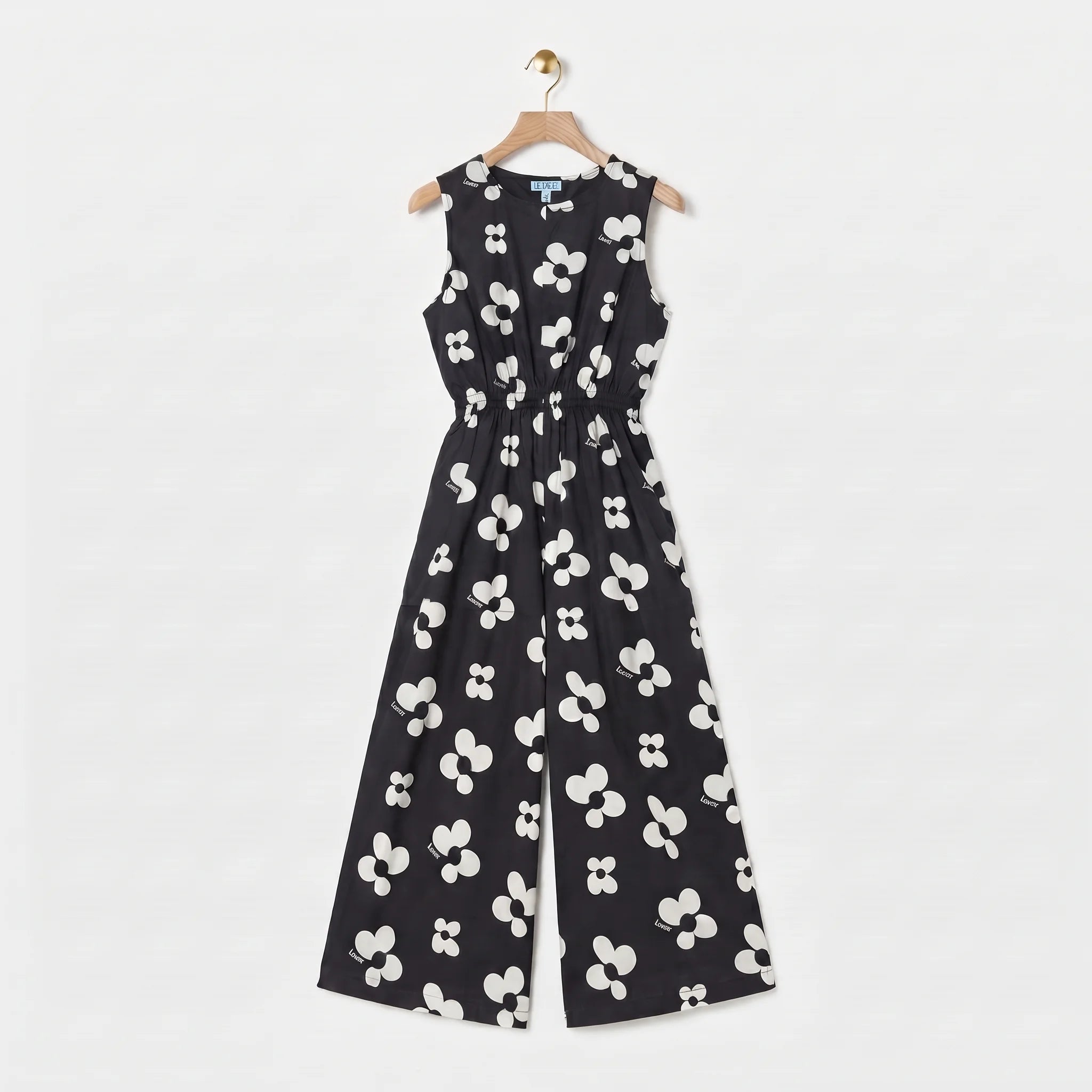 Sun Flower Print Black Jump Suit Girls