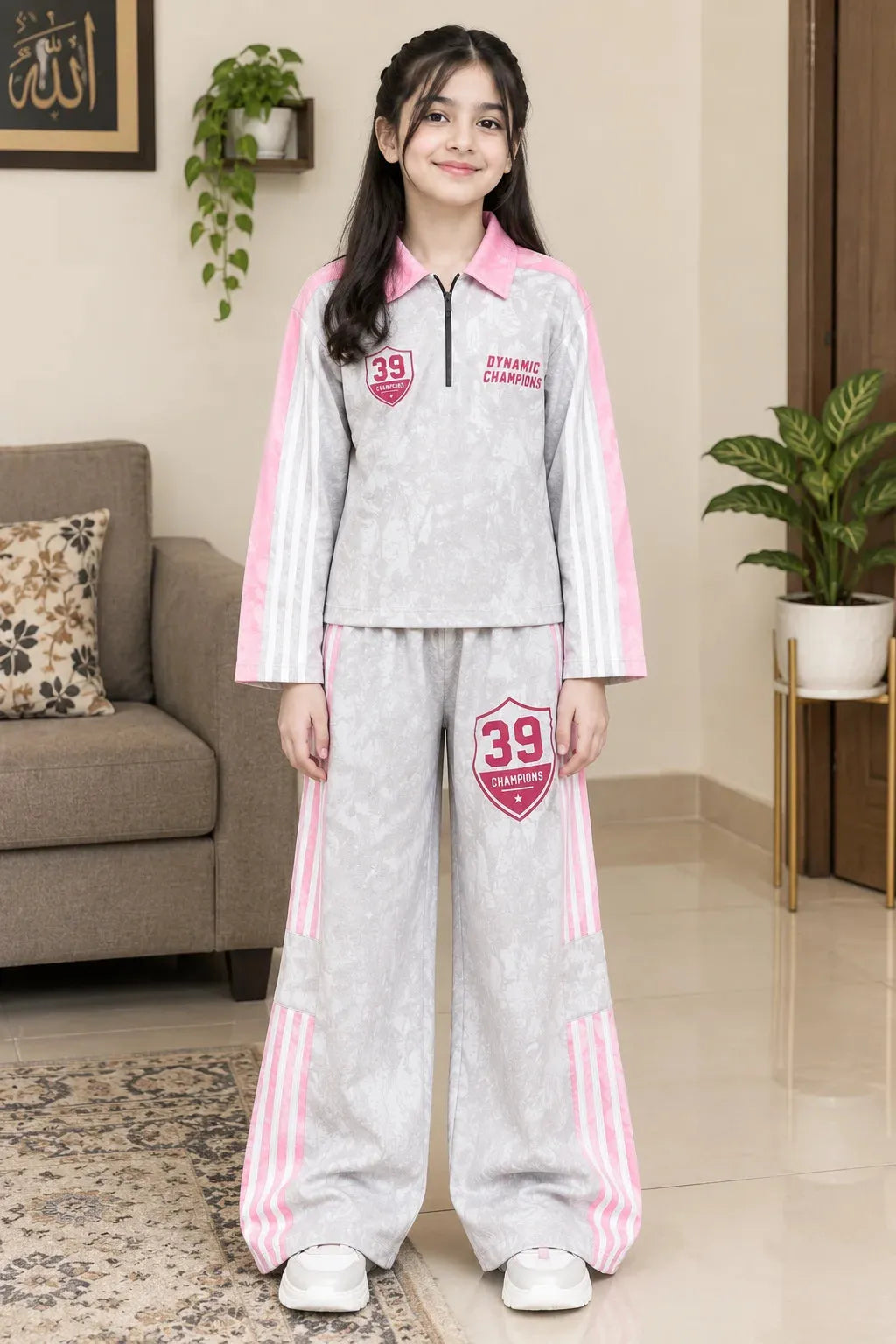 Dynamic Champion Off White Baggy Tracksuit For Girls ( R-143 N )