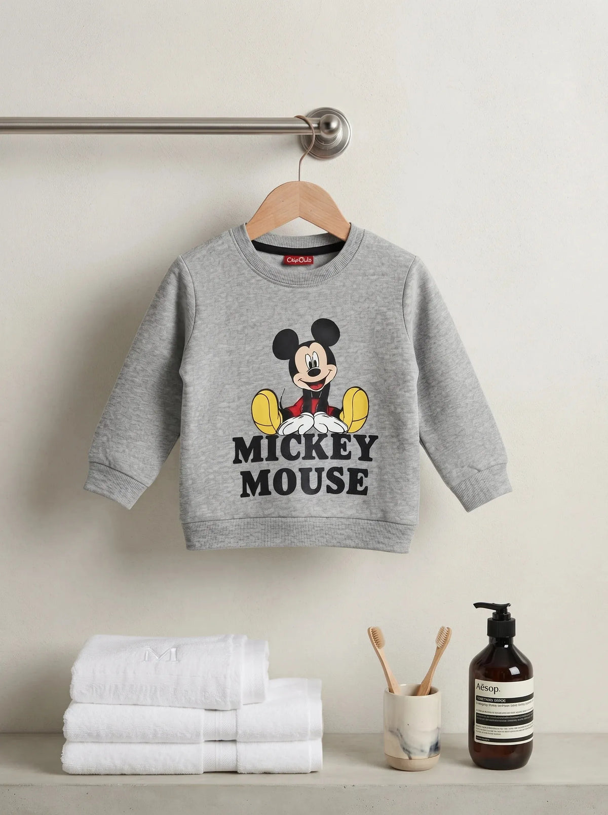 Mickey Mouse Print Grey Sweatshirt Boys