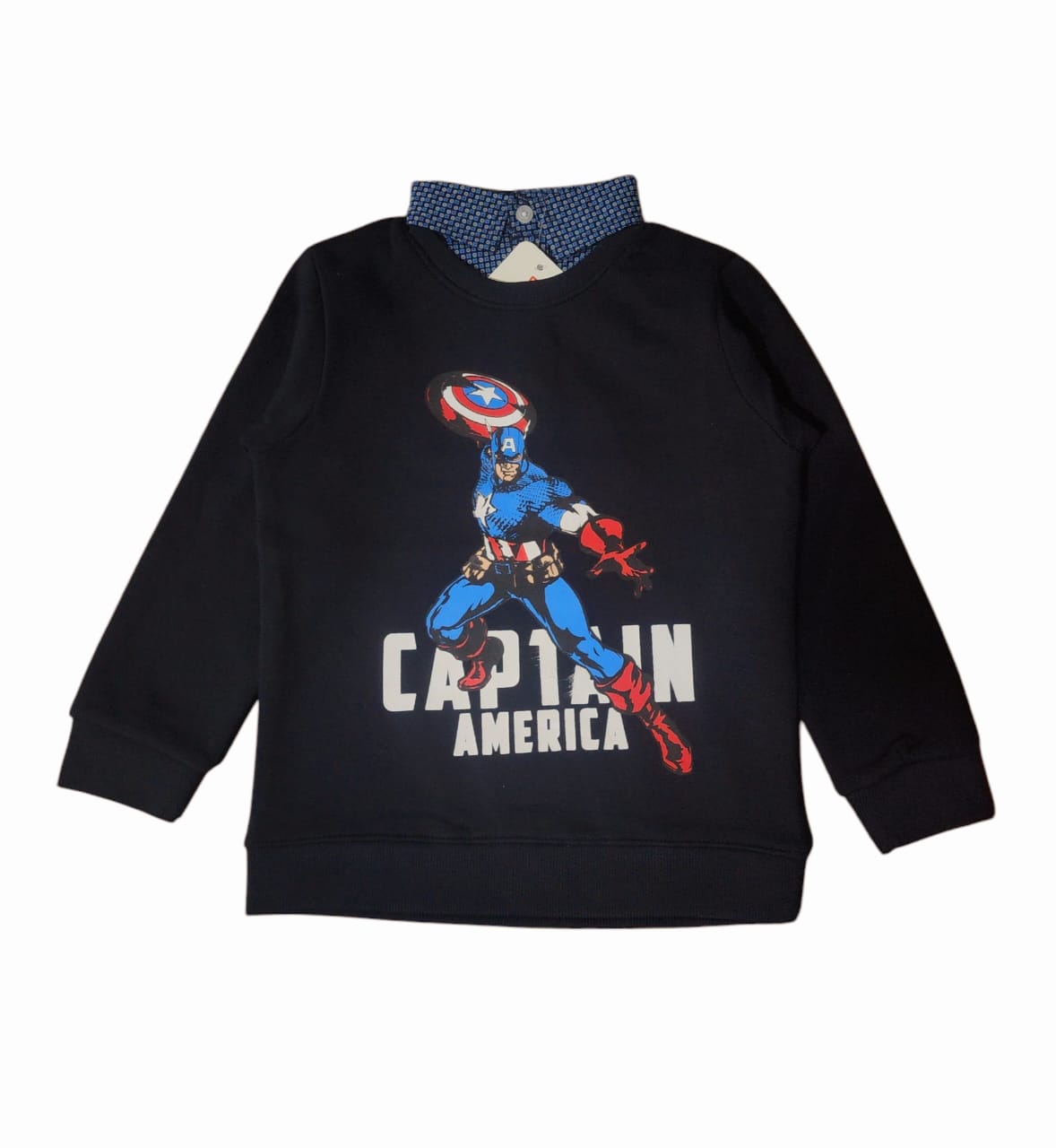 Captain America Print Navy Double Shirt Boys ( R-199 )
