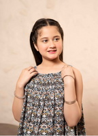 Floral Flower Print  Black Skirt Suit Girls ( R-137 )
