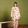 Cherry Print All Over Print Peach 2Pcs Suit Women(R-417N)