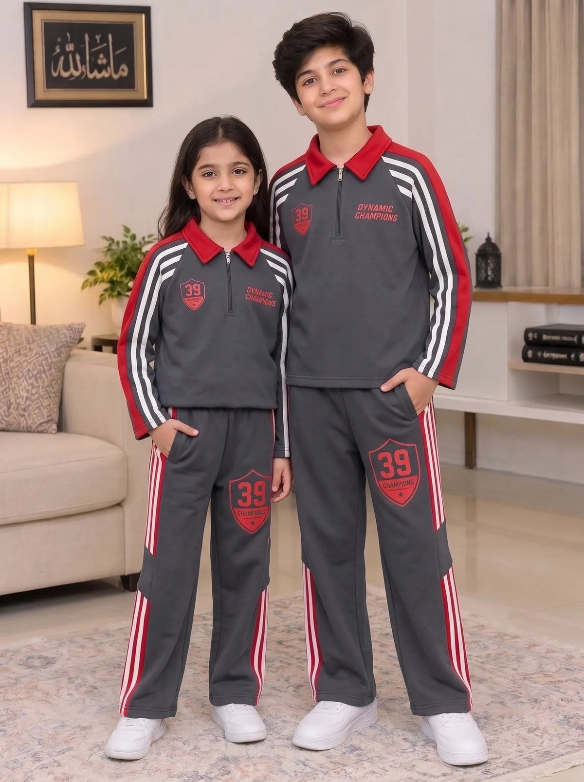 39 Champion Dynamic Dark Grey Baggy Tracksuit  For Unisex