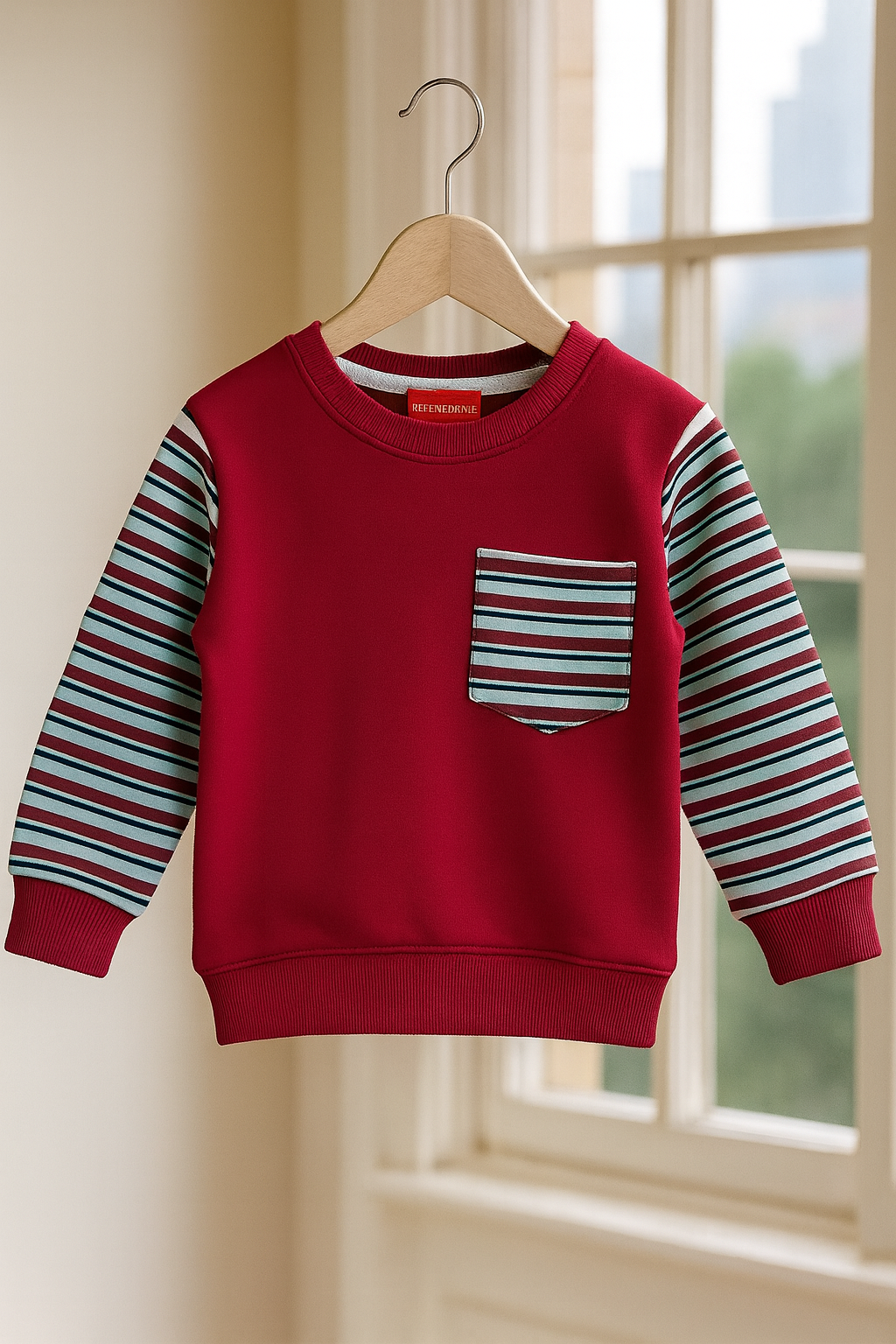 Striper Pocket Mahroon Sweatshirt Boys ( R-8-10 ) Factory