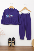 Flower With Pocket Purple Track-Suit Girls