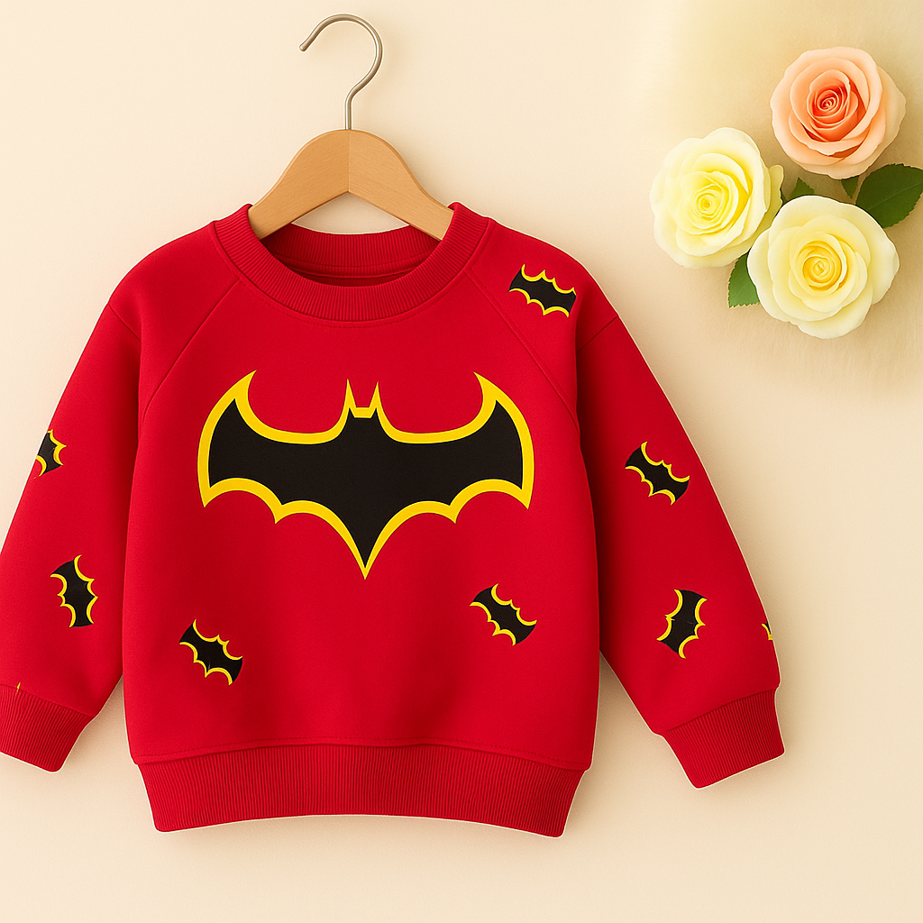 Batman Logo All Over Print Red Sweatshirt Boys