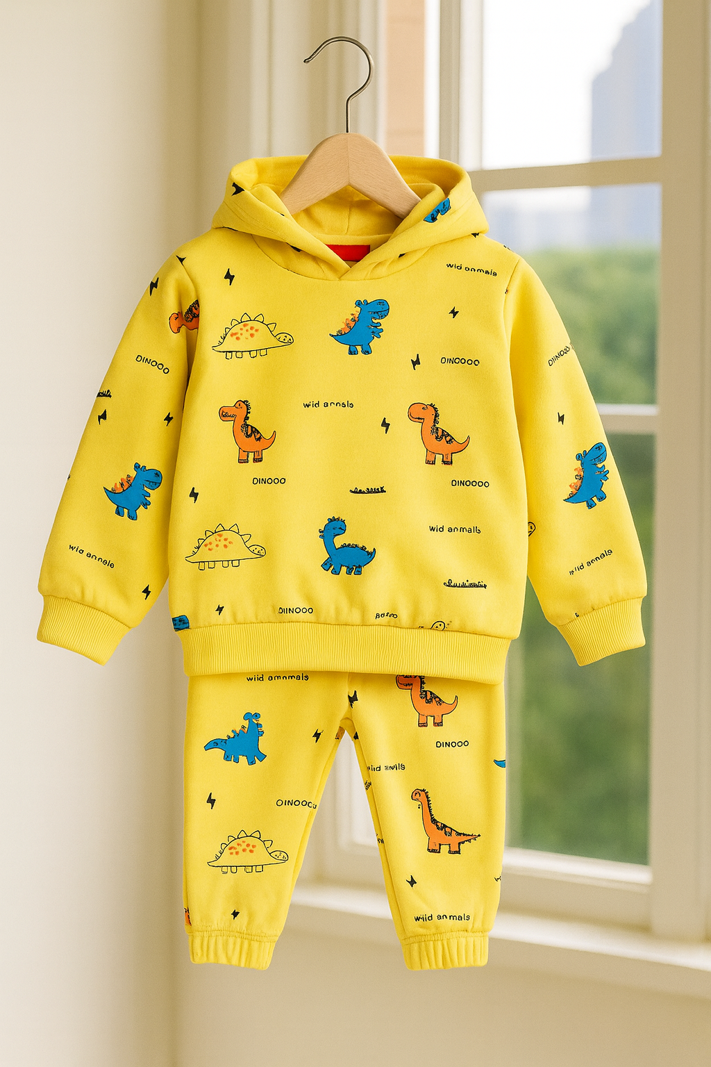 Dino Family Yellow Hoodies Track-Suit Newborn