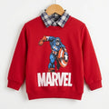 Marvel Captain America Graphic Red Double Sweatshirt For Boys ( B13)