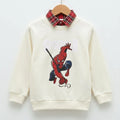Marvel Spiderman Cream Off White  Double Sweatshirt For Boys ( R-628)