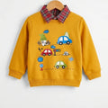 Car Traffic Graphic Mustard Yellow Double Sweatshirt For Boys ( B)