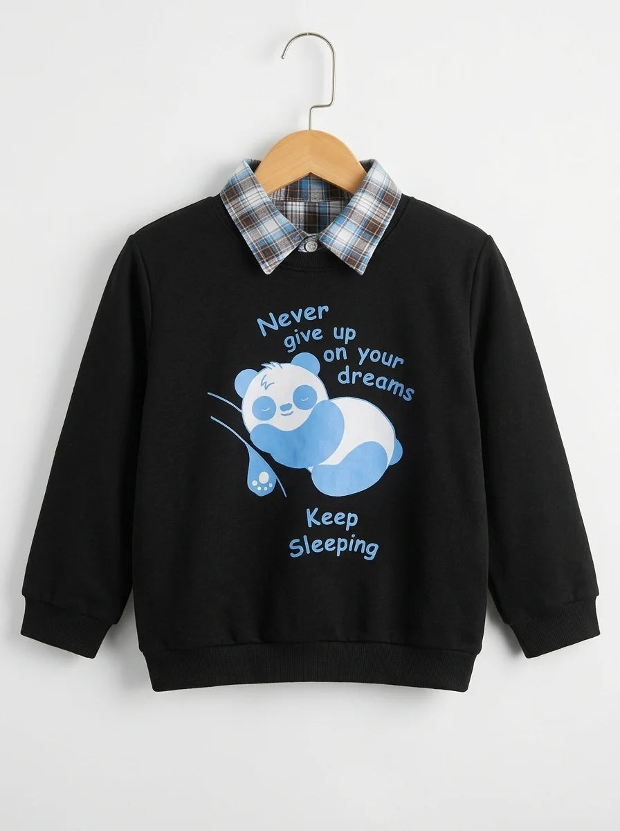 Never give up on your dreams Black Double Sweatshirt For Boys ( B)
