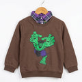 Hulk Graphic Brown  Double Sweatshirt For Boys ( B)