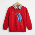Superman Graphic Red Double Sweatshirt For Boys ( B)