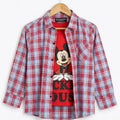 Mickey Mouse Red Inner Full Sleeve Red & Light Blue Double Casual Shirt R-637