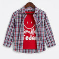 Smile Today Red Inner Full Sleeve Red & Blue Plaid Check Double Casual Shirt