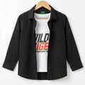 Wild Tiger White Inner Full Sleeve Black Pinstripe Double Casual Shirt