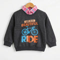 Life Is Beautiful Charcoal Double Sweatshirt For Boys ( B)