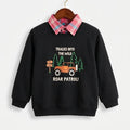 Roar Patrol Print Black Double Sweatshirt For Boys