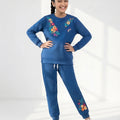 Amber Flower Embroidery Royal Blue Track-Suit Girls ( R-5 N )