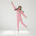 Tree With Flamingo Baby Pink Track-Suit Girls ( R-167 N )