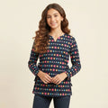 Multi Color Dots Navy Blue Girl Top Girls ( R-258 N )