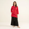 Simple Red Print Trouser 2Pcs Suit For Women ( R-162 N )