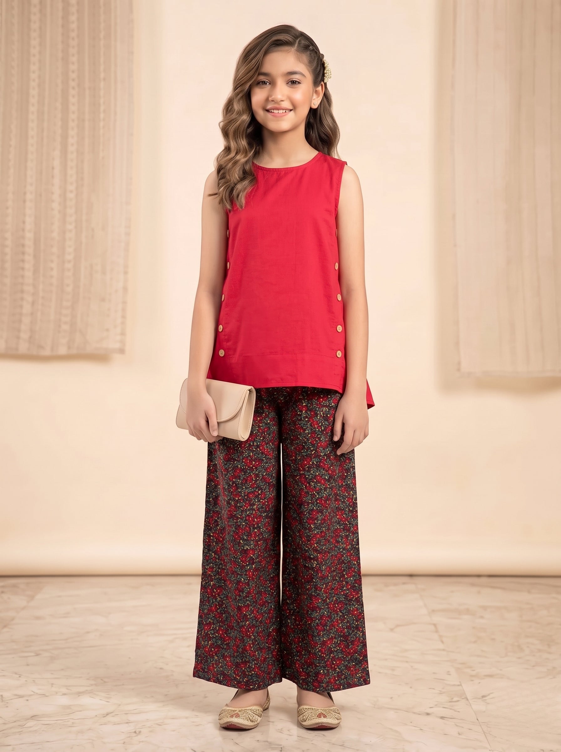 Simple Sleeveless Red Suit Girls ( R-102 )