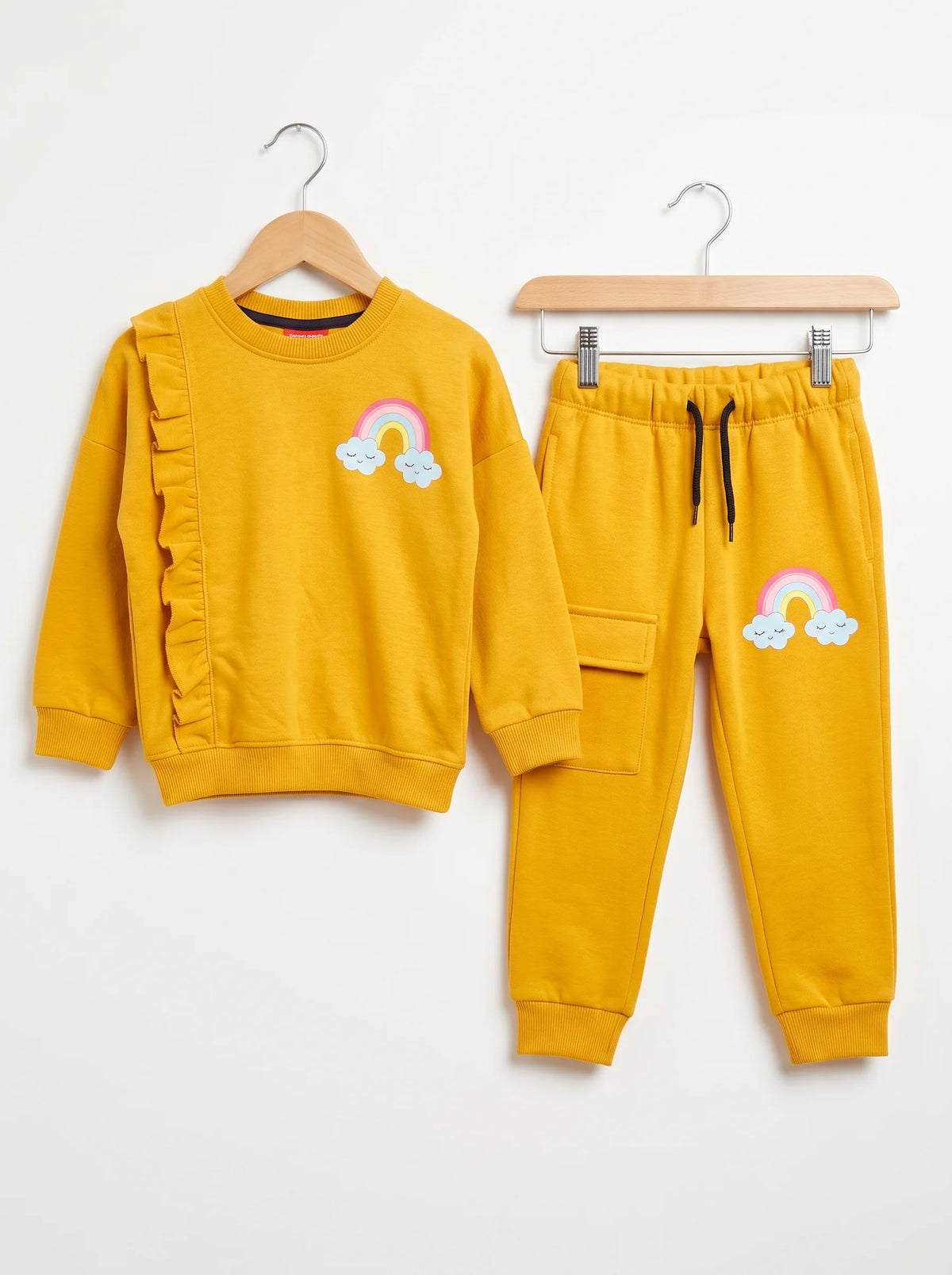 Rainbow Mustard Yellow Tracksuit  For Girls ( R-607 )