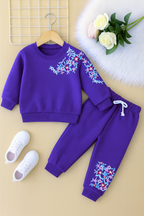 Right Side Embroidery Purple Track-suit Girls
