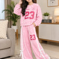 23 Print Baby Pink Baggy Track-Suit For Girls